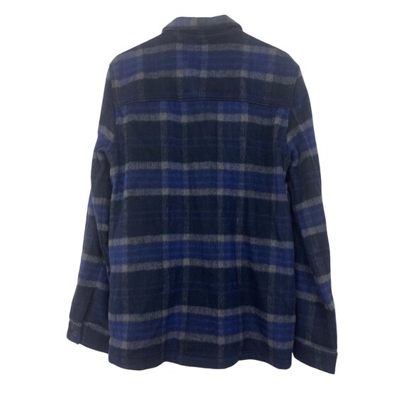 ASOS Design Mens Navy & Gray Plaid Button-Up Flannel Shirt Jackets Size Small - Picture 2 of 10